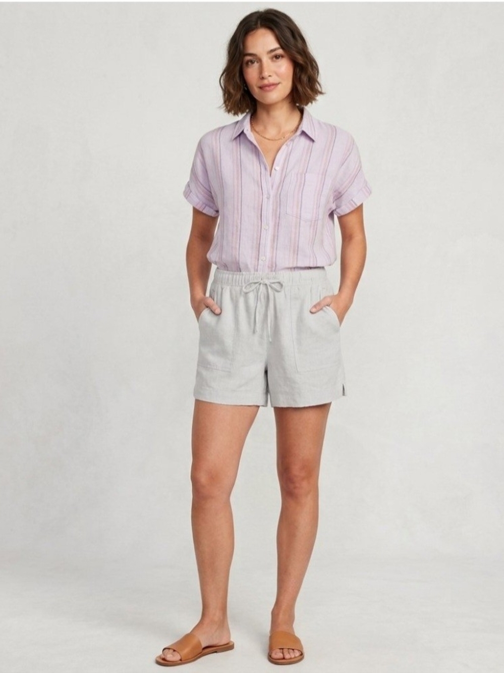 NWT  GAP White  Drawstring Women’s Linen Shorts